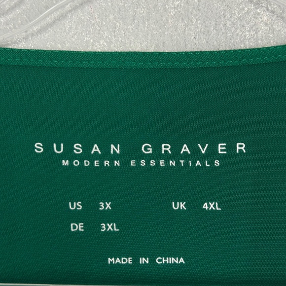 Susan Graver Modern Essentials plus size 3X long sleeve top green liquid knit - Picture 8 of 10